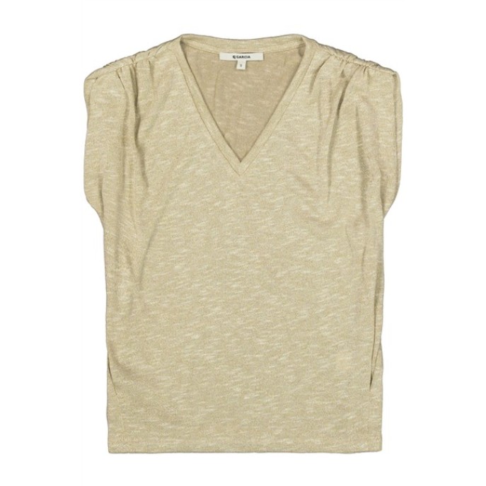 Garcia T-shirt q260011 V-hals  Beige stone